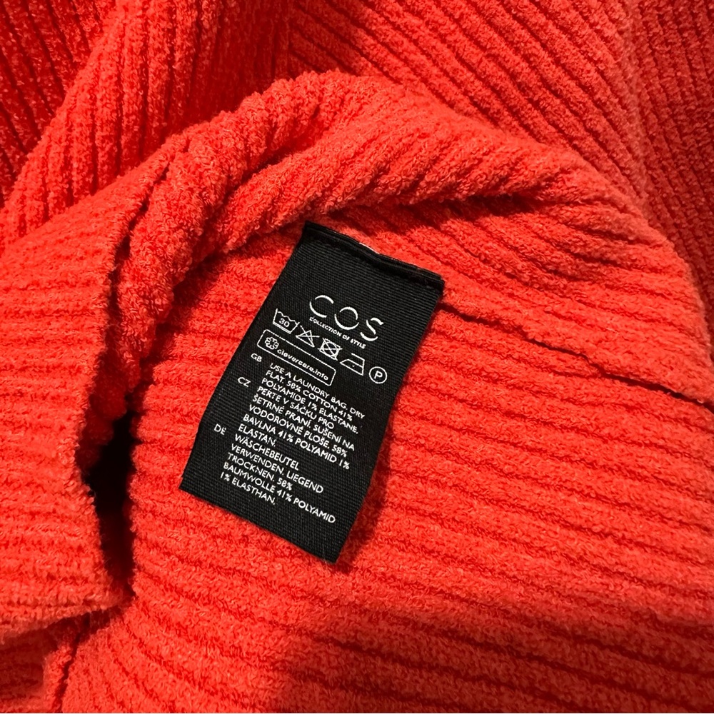 COS Orange Ribbed Knit Sweater – Soft Cotton Blend, XS - Picture 8 of 8